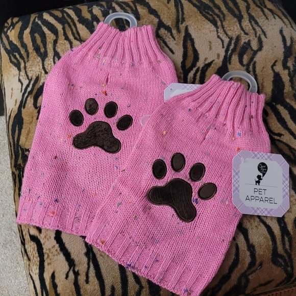 Pet Sweater Dog or Cat Pink w/ Paw Print  SM EA. New w/ Tag! - Picture 2 of 5